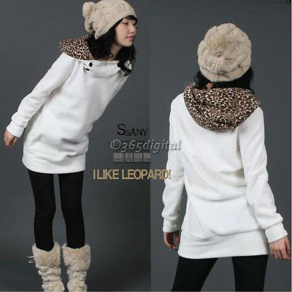 Womens Autumn Hoodies Leopard Sweatshirt Top Outerwear Parka Coats Long New Hot 