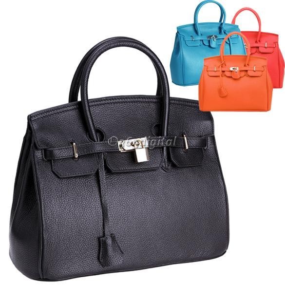 Celebrity Ladies women Designer Lock Shoulder Tote Bag Handbag PU Leather