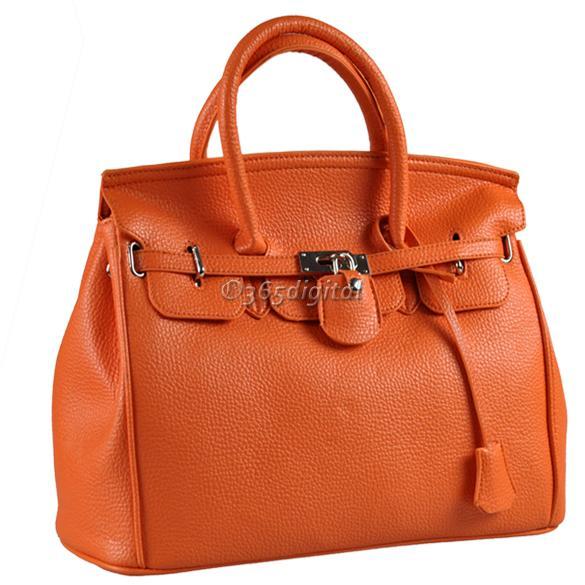 Celebrity Ladies women Designer Lock Shoulder Tote Bag Handbag PU Leather - Picture 5 of 5